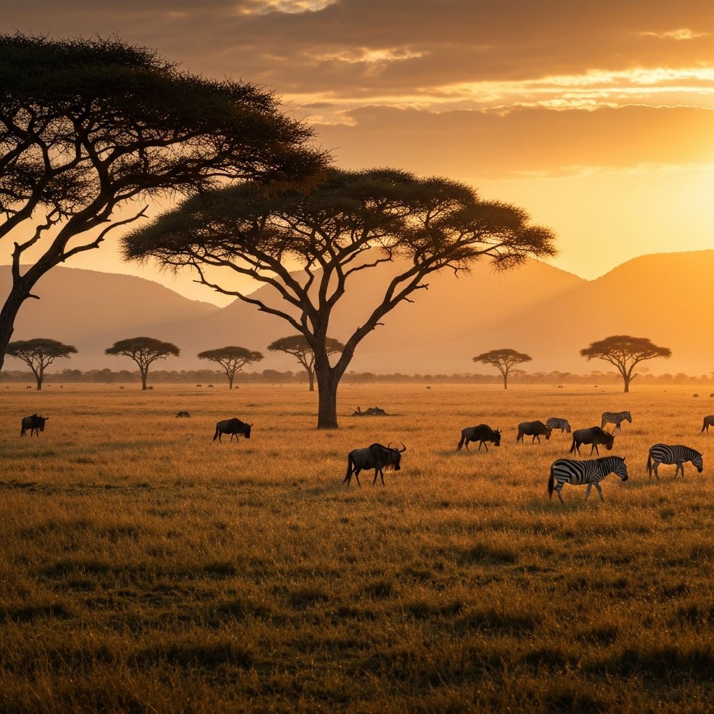 African savanna at sunset